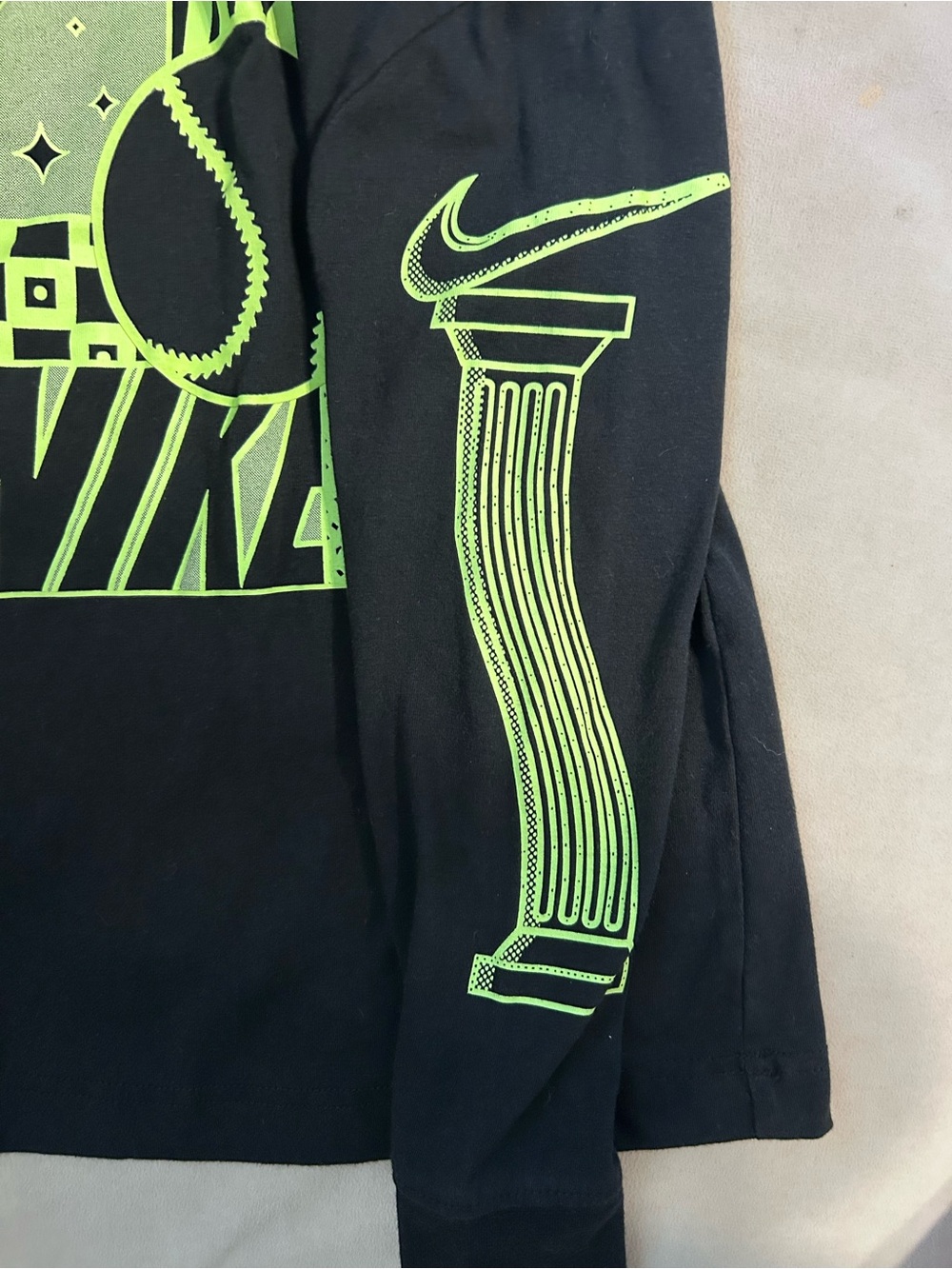 Nike Black Hoodie with Neon Yellow Graphic Accent - Picture 4 of 5